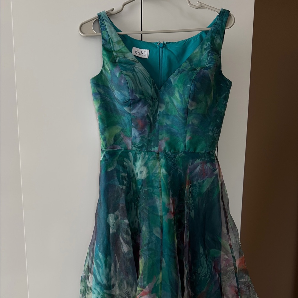 Teal Floral Fit-and-Flare Kids Dress